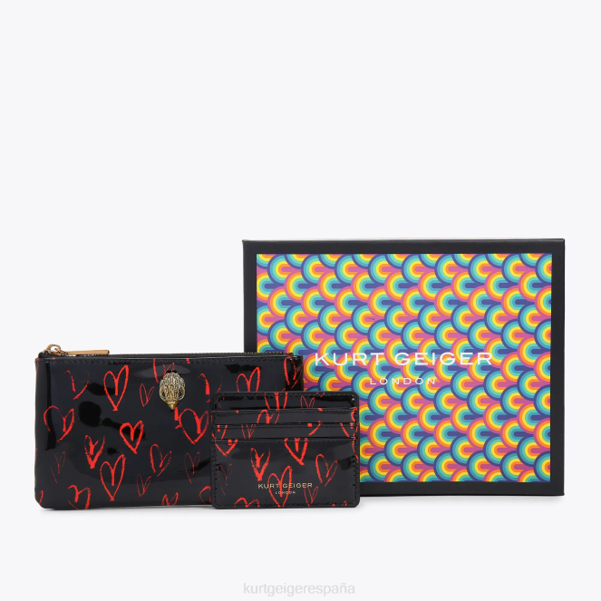 Kurt Geiger mujer set de regalo con bolsa de águila de Londres 2LPR499 | bolsas negro rojo